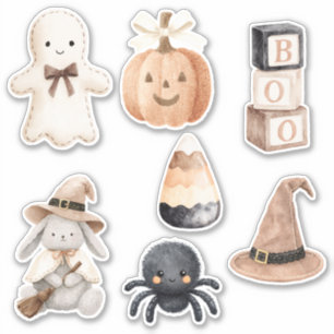 Brown Happy Cute Ghost Boo Sticker