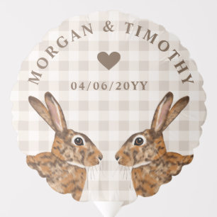 Brown Hare Bunny Heads With Names And Date Wedding Balloon
