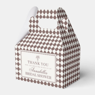 Brown Harlequin Checkered Bridal Shower Favor Boxes