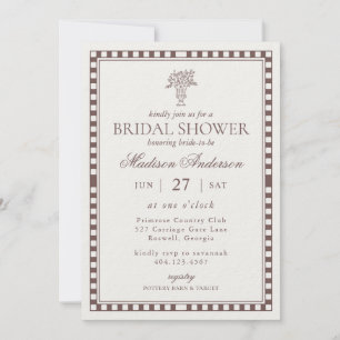Brown Harlequin Checkered Bridal Shower Invitation