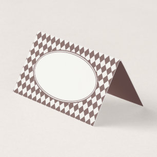 Brown Harlequin Checkered Folded Place Cards