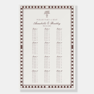 Brown Harlequin Checkered Wedding Seating Chart Foam Board