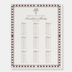 Brown Harlequin Checkered Wedding Seating Chart Foam Board