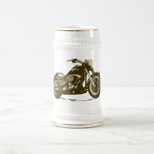 Brown Harley Motorcycle Beer Stein