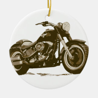 Brown Harley Motorcycle Ceramic Ornament