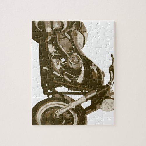 Brown Harley Motorcycle Jigsaw Puzzle
