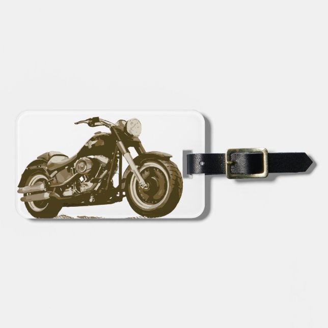 Brown Harley Motorcycle Luggage Tag (Front Horizontal)
