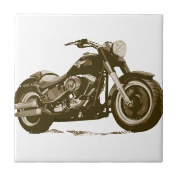 Brown Harley Motorcycle Tile by fameland at Zazzle