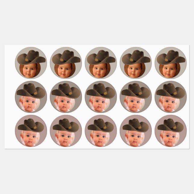 brown hat foto face stickers party cowboy earthy (Sheet)