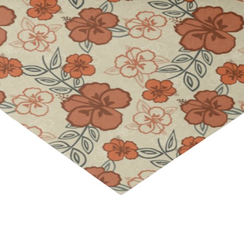 Brown Hawaiian Hibiscus Pattern Tissue Paper