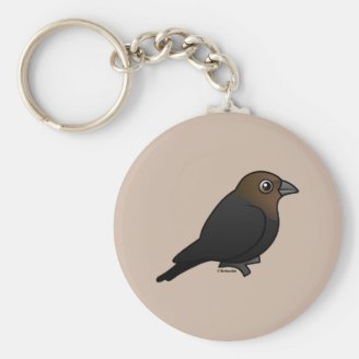 Brown-headed Cowbird Basic Button Keychain