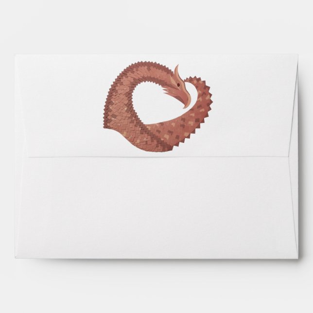 Brown heart dragon on white envelope (Back (Top Flap))