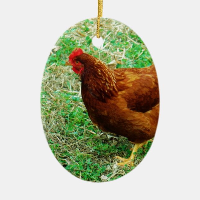 Brown Hen Ceramic Ornament (Front)