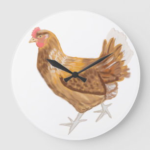 Brown Hen Large Clock