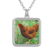 Brown Hen Silver Plated Necklace