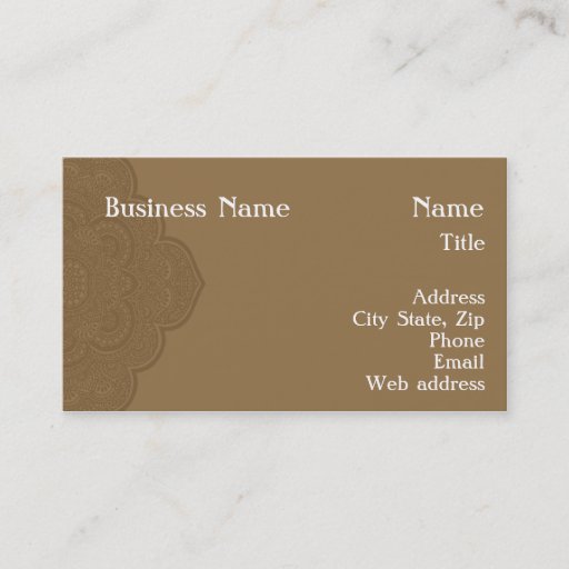 Customizable Brown Henna Business Card