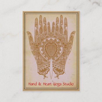 Brown Henna Hands Yoga Studio Business Card by BuildMyBrand at Zazzle