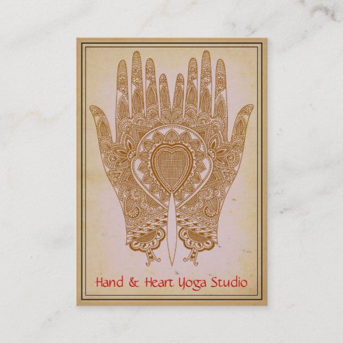 Brown Henna Hands Yoga Studio Business Card