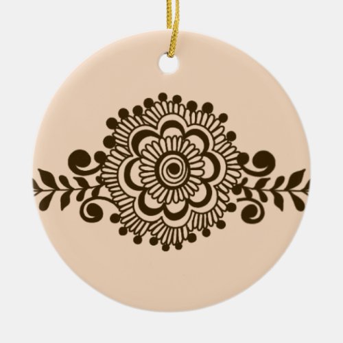 Brown Henna Tattoo _ Brown Mehendi Motifs Ceramic Ornament