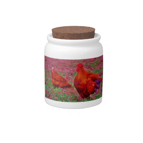 Brown  Hens in the Purple Grass Candy Jar