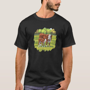 Brown Hereford Cow Cute Calf Farm Animals T-Shirt
