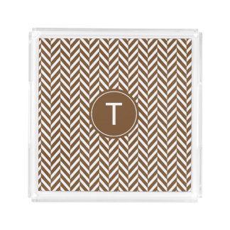 Brown Herringbone Custom Acrylic Tray