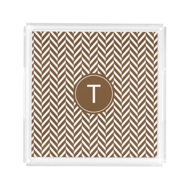 Brown Herringbone Custom Acrylic Tray (Front)