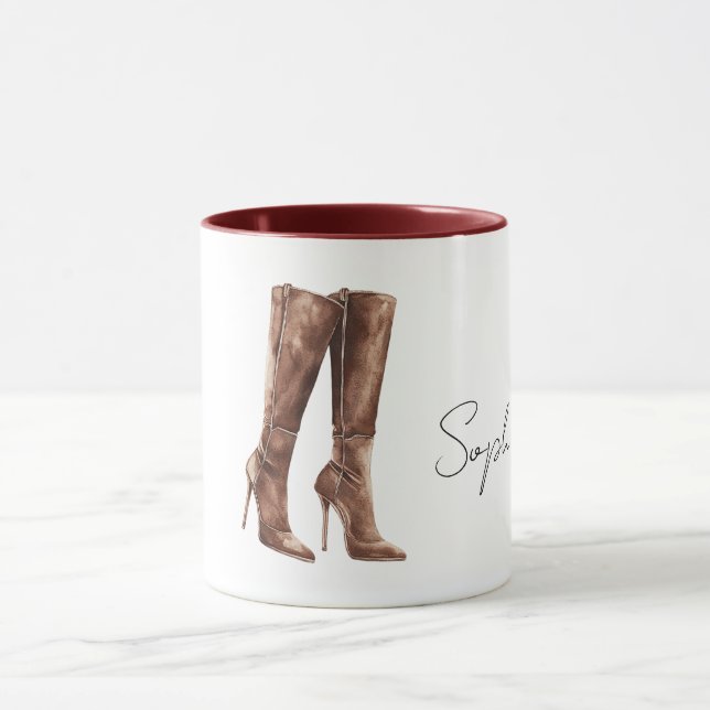 Brown High Heel Boots Mug (Center)