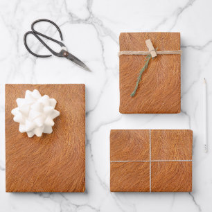 Brown Highland Cow Fur Texture Wrapping Paper Sheets