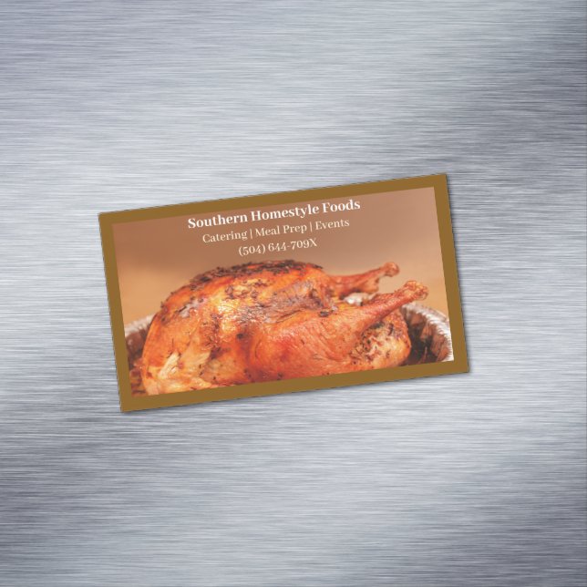 Brown Homestyle Cooked Turkey Prepared Foods Business Card Magnet (In Situ)