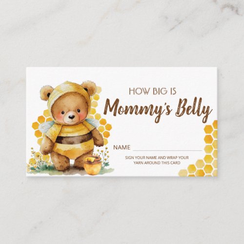 Brown honey bear Baby Shower Mommys Belly Enclosure Card