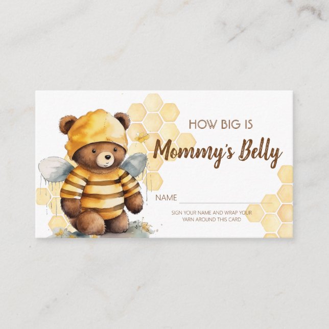 Brown honey bear Baby Shower Mommy's Belly Enclosure Card (Front)