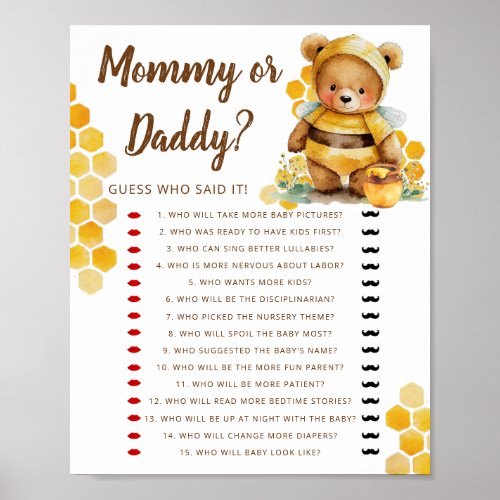 Brown honey teddy bear Games Mommy or  Daddy Poster
