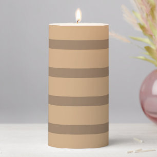 Brown Horizontal Striped Pillar Candle