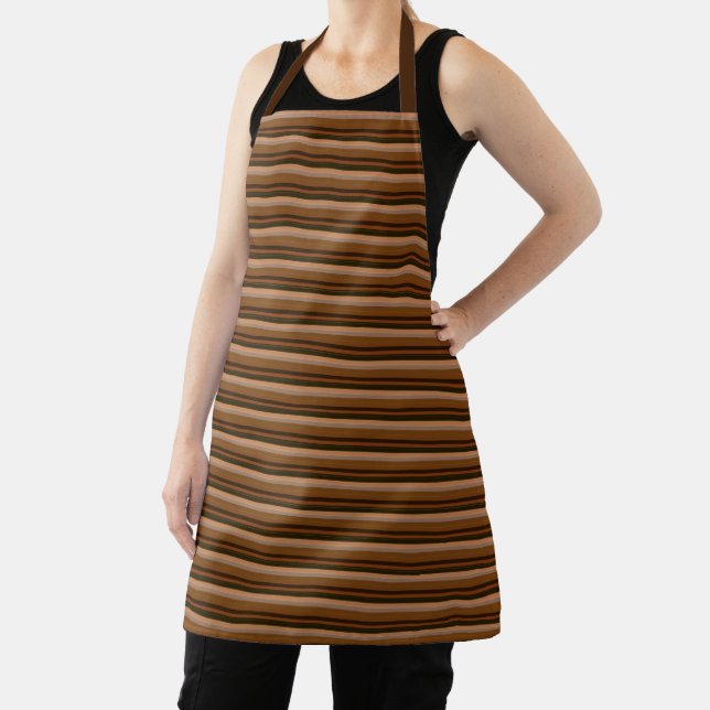 Brown Horizontal Stripes Grunge Fall Earthy Nature Apron (Insitu)