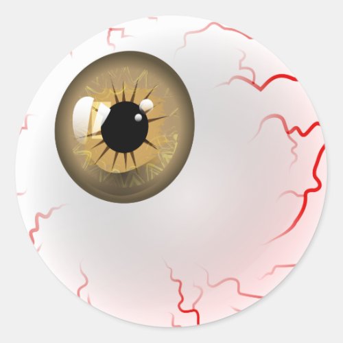 Brown Horror Eyeball Classic Round Sticker