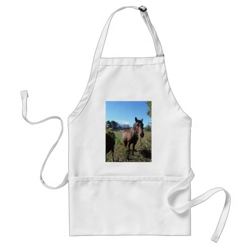 Brown Horse against blue sky Adult Apron