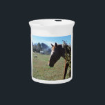 Brown Horse against blue sky Beverage Pitcher<br><div class="desc">Brown Horse against blue sky Photo by Sandy Closs "gifts for horse lovers ""i love horses""horse pillow""brown horse"horse, horses, "horse gifts""farm animals ,  pony ,  ponies""horse lover""horse lovers"</div>