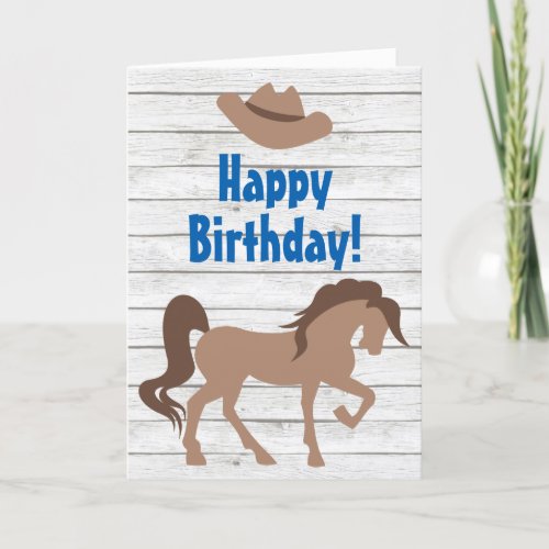 Brown Horse and Cowboy Hat Western Birthday Card