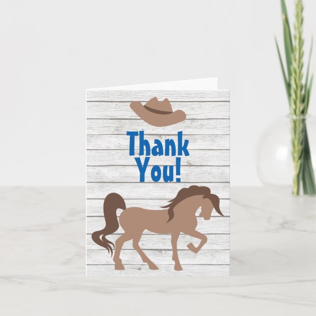 Brown Horse and Cowboy Hat Western Thank You (Front)