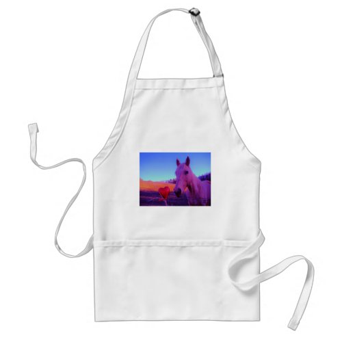 Brown Horse and Red Heart Adult Apron