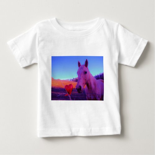 Brown Horse and Red Heart Baby T_Shirt