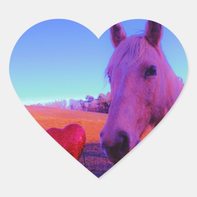 Brown Horse and Red Heart Heart Sticker (Front)