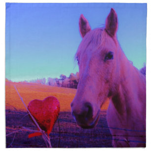 Brown Horse and Red Heart Napkin