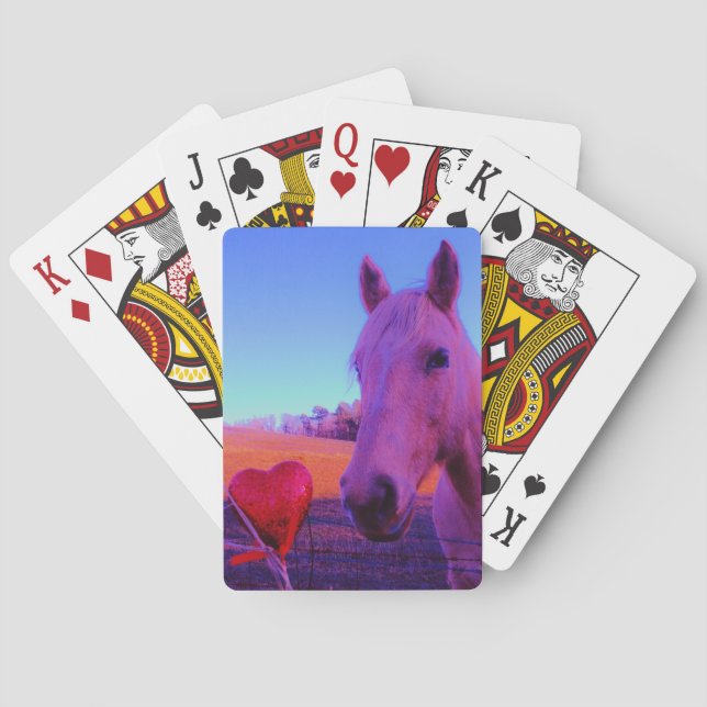 Brown Horse and Red Heart Poker Cards (Back)
