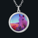 Brown Horse and Red Heart Silver Plated Necklace<br><div class="desc">Brown Horse and Red Heart Photo by Sandy Closs. weddings,  heart,  hearts,  Horse,  horses,  ponies,  pony, love,  valentine,  valentine's day, </div>
