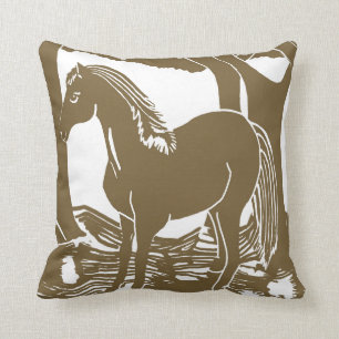 Brown Horse Art Pillow