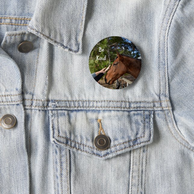 Brown Horse Be Kind Message, Button (In Situ)