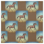 Brown Horse Block Print Fabric