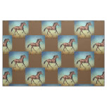 Brown Horse Block Print Fabric